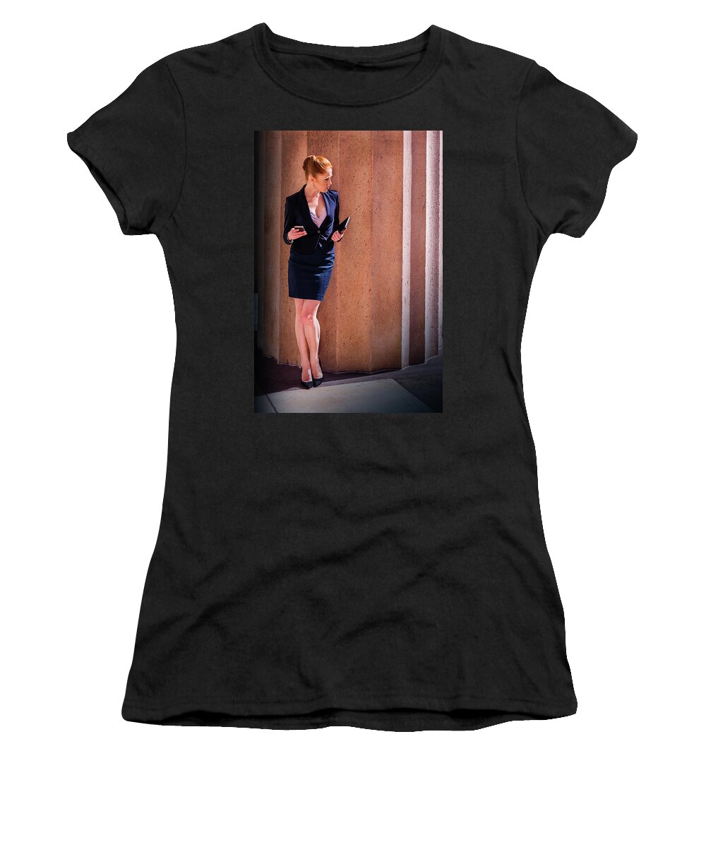 Business Women's T-Shirt featuring the photograph Young Businesswoman in New York City 160320_0257 by Alexander Image