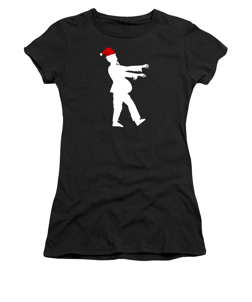 Christmas 2023 Women's T-Shirt featuring the digital art Zombie Santa by Flippin Sweet Gear