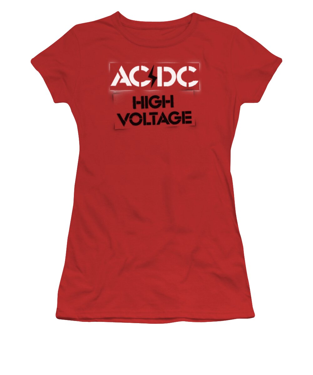  Women's T-Shirt featuring the digital art Acdc - High Voltage Stencil by Brand A