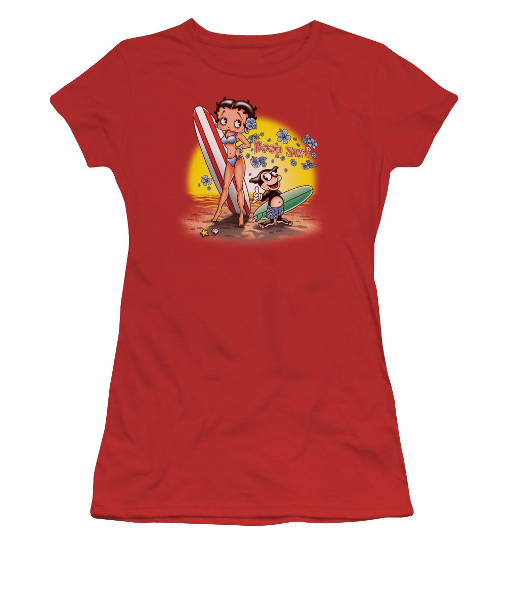 Betty Boop Women's T-Shirt featuring the digital art Boop - Surf by Brand A