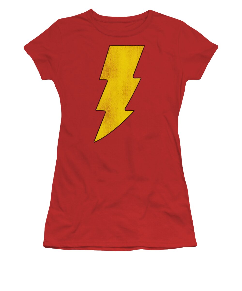 Dc Comics Women's T-Shirt featuring the digital art Dc - Shazam Logo Distressed by Brand A