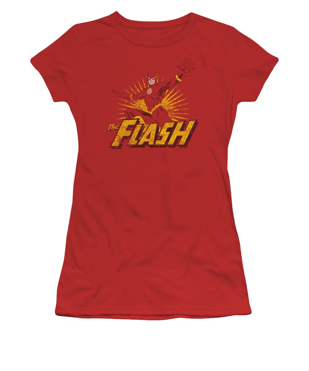 Justice League Of America Women's T-Shirt featuring the digital art Jla - Flash Rough Distress by Brand A