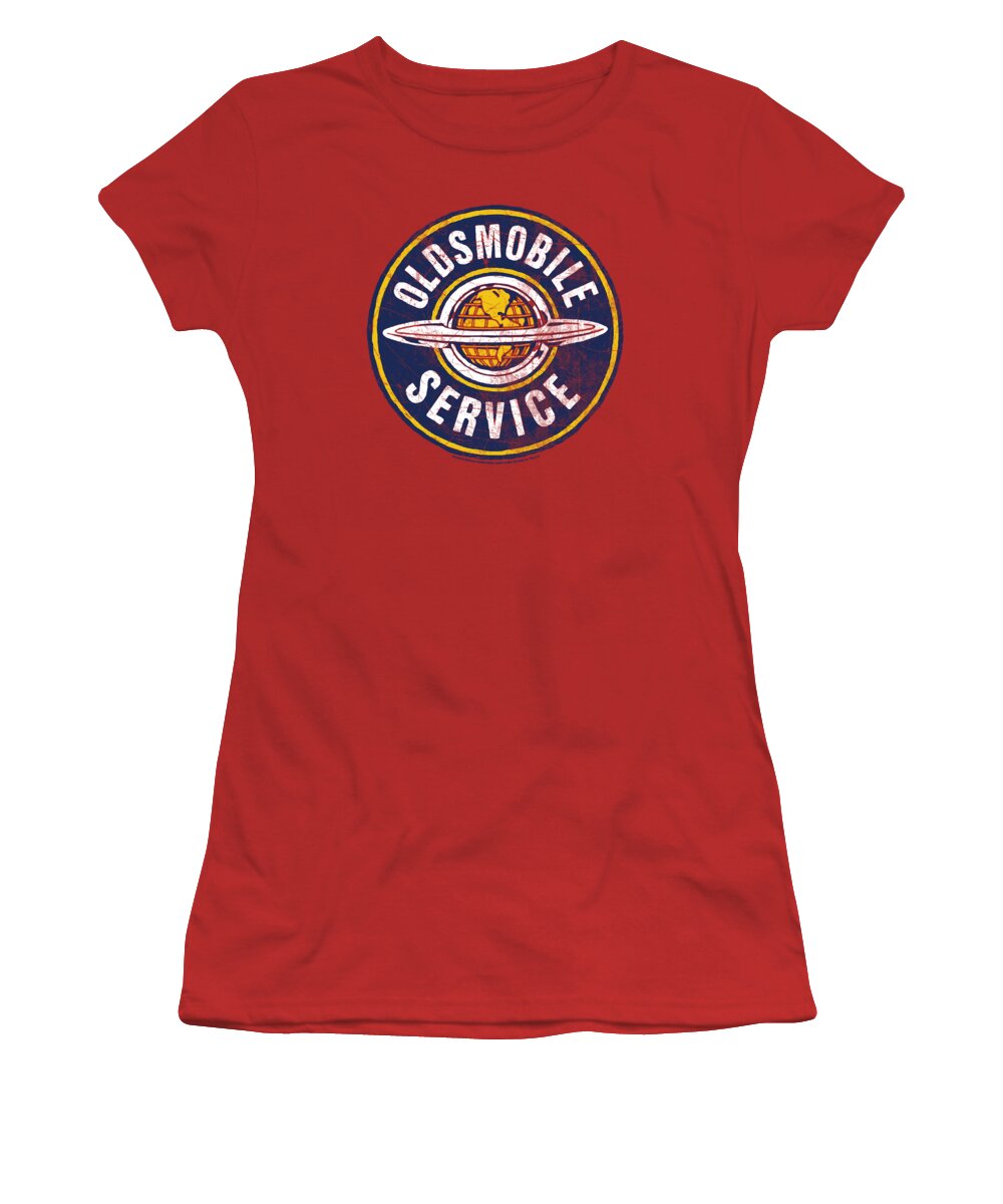  Women's T-Shirt featuring the digital art Oldsmobile - Vintage Service by Brand A