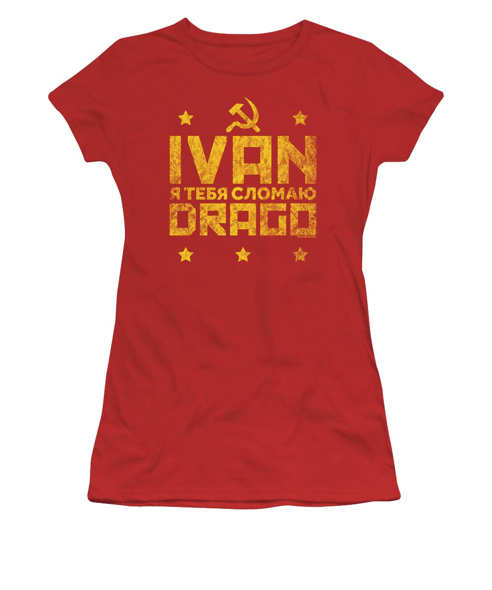 Red Background Women's T-Shirt featuring the digital art Rocky Iv - Drago Break by Brand A