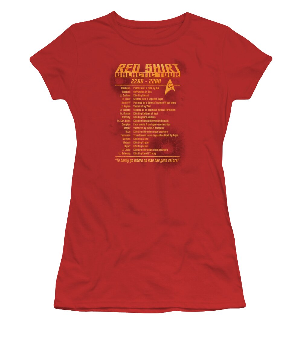 Star Trek Women's T-Shirt featuring the digital art Star Trek - Red Shirt Tour by Brand A