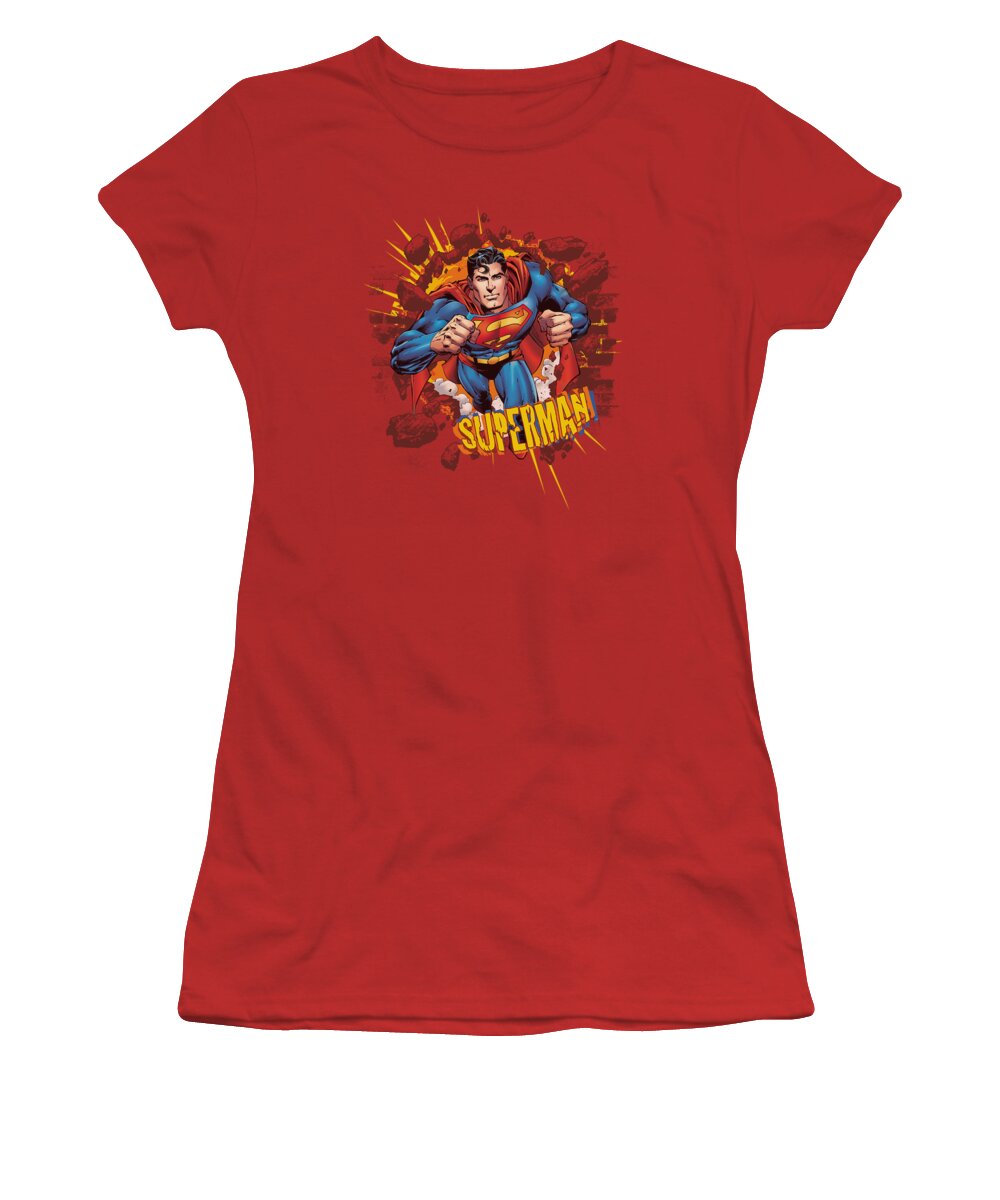 Superman Women's T-Shirt featuring the digital art Superman - Sorry About The Wall by Brand A