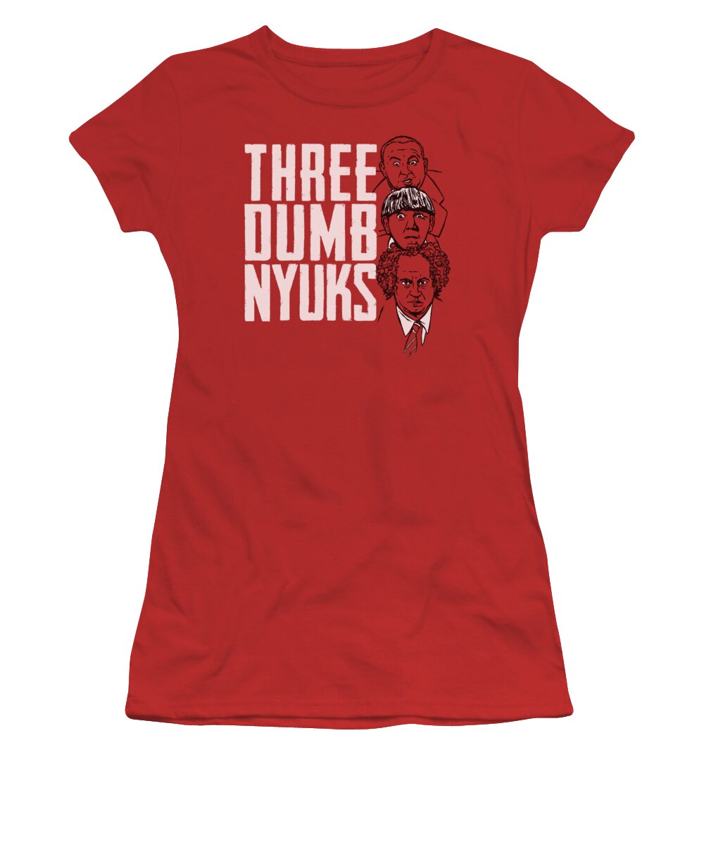 The Three Stooges Women's T-Shirt featuring the digital art Three Stooges - Three Dumb Nyuks by Brand A