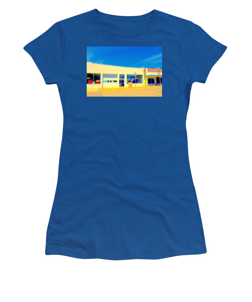 Cityscape Women's T-Shirt featuring the mixed media  Hopper Garage by Terence Morrissey