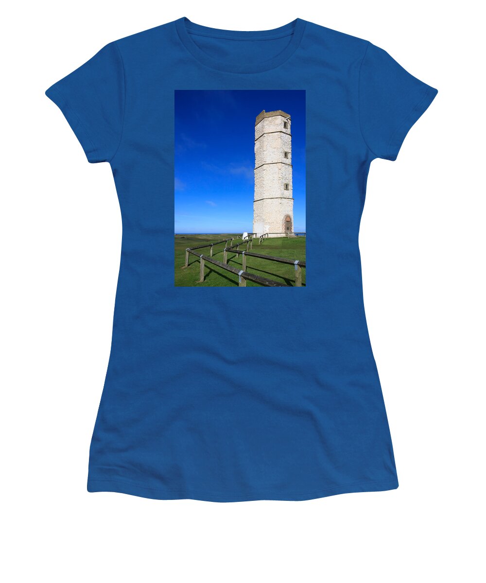 England Women's T-Shirt featuring the photograph Flamborough Old Lighthouse #1 by Sue Leonard