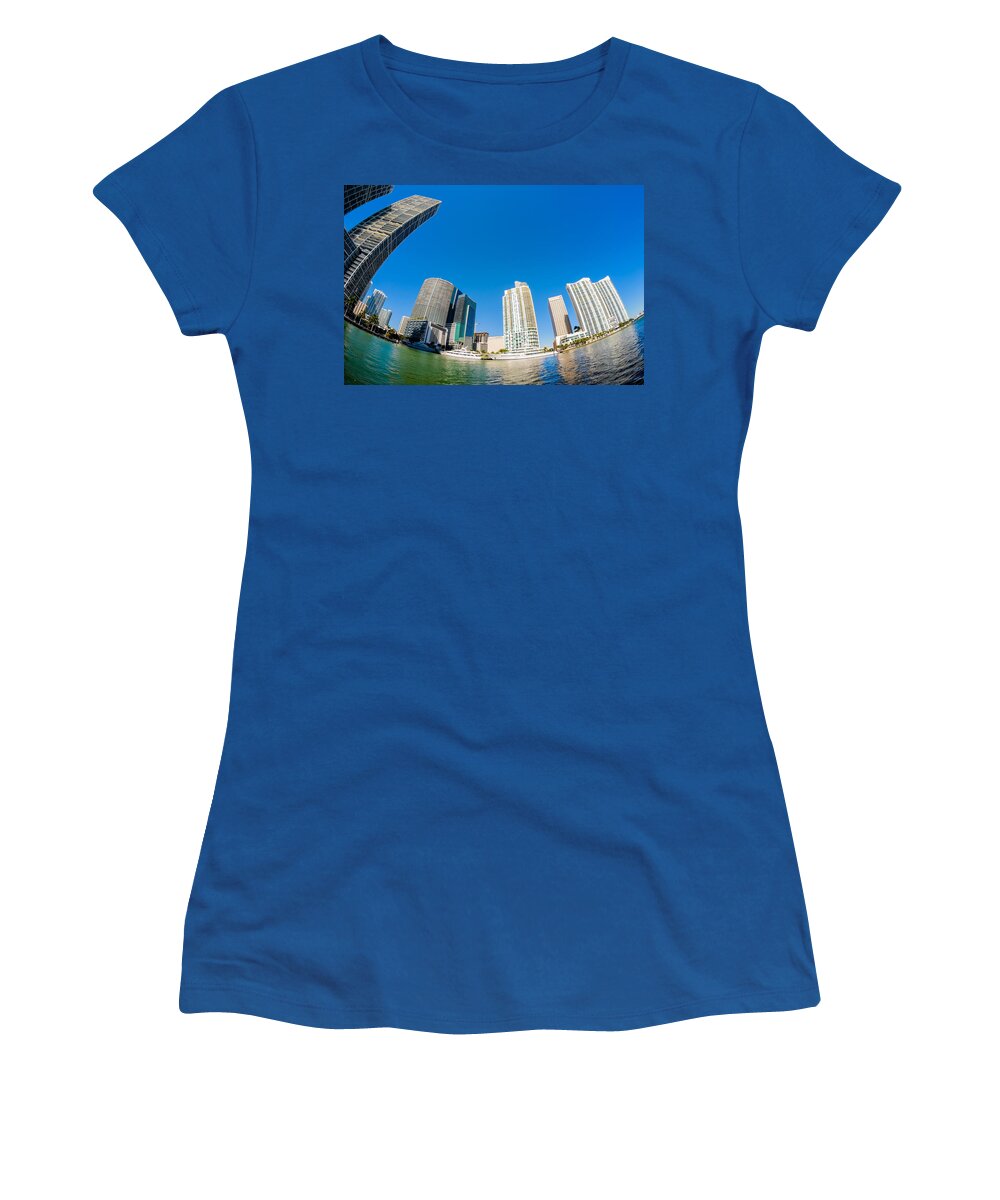 Architecture Women's T-Shirt featuring the photograph Downtown Miami Fisheye by Raul Rodriguez