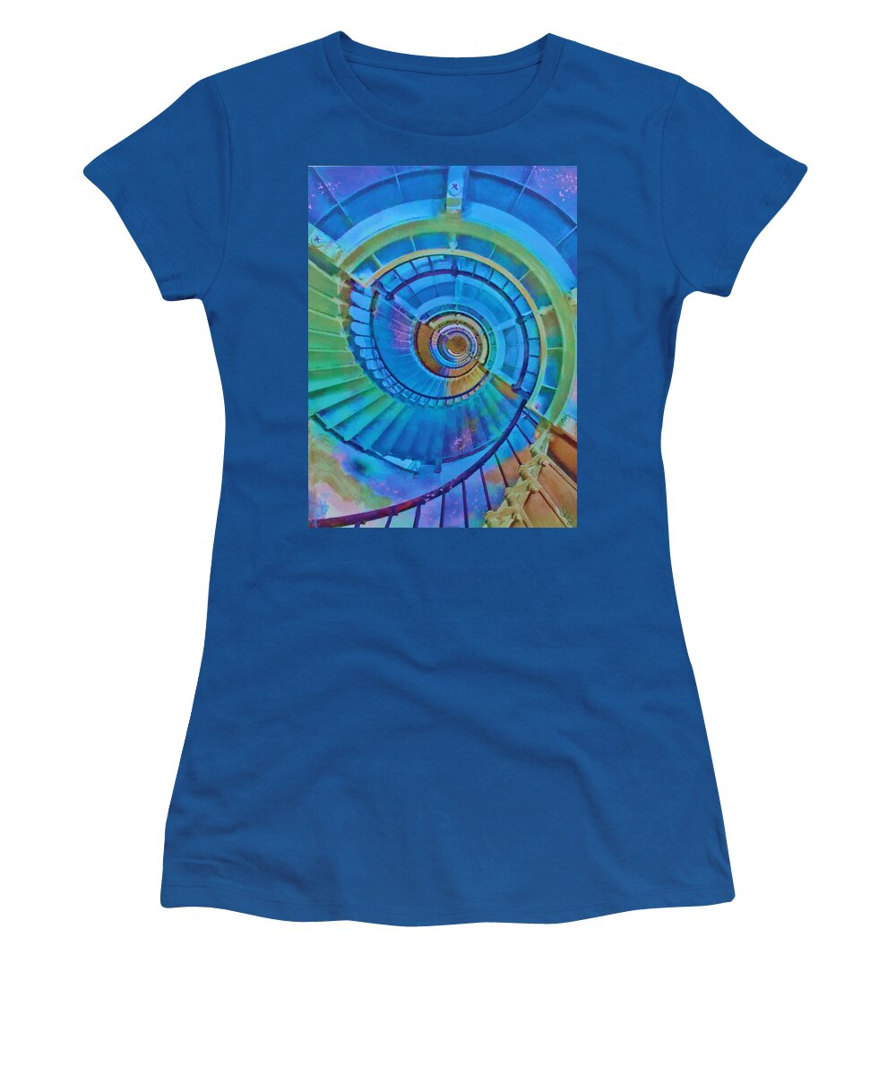 Stairs Women's T-Shirt featuring the painting Stairway To Lighthouse Heaven by Deborah Boyd