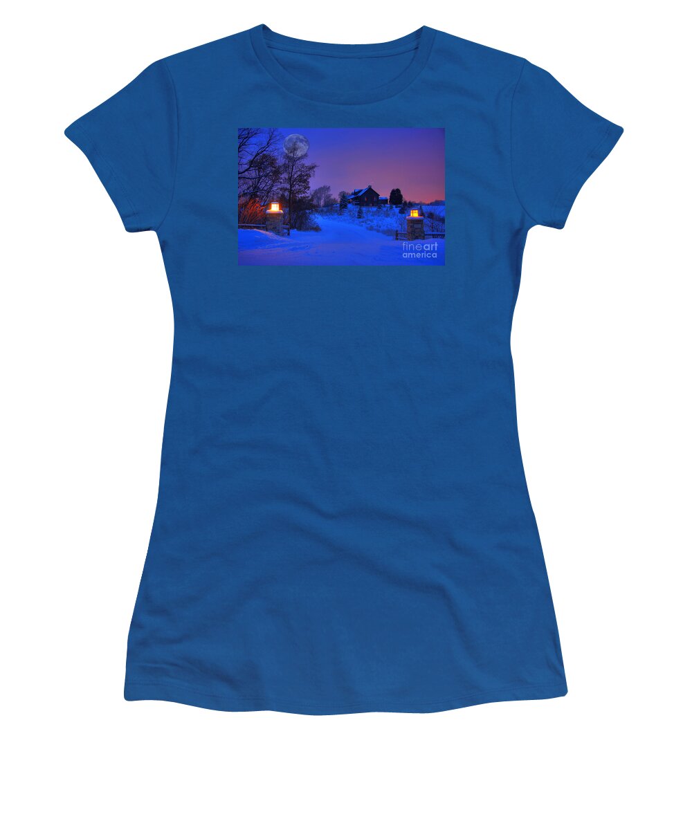 Christmas Card Women's T-Shirt featuring the photograph All is Calm by Wayne Moran