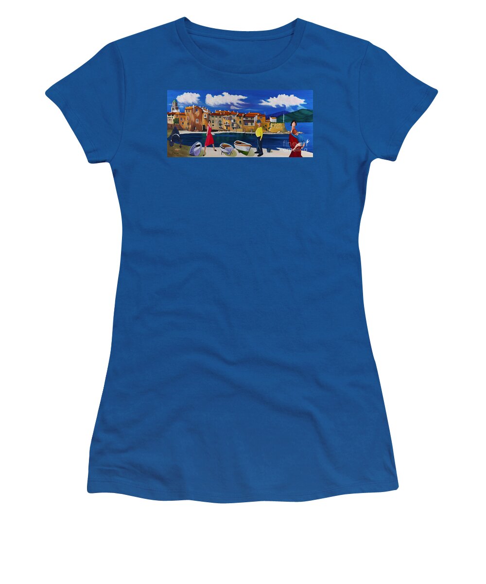 Antibes Women's T-Shirt featuring the painting Antibes And French Cove by William Cain