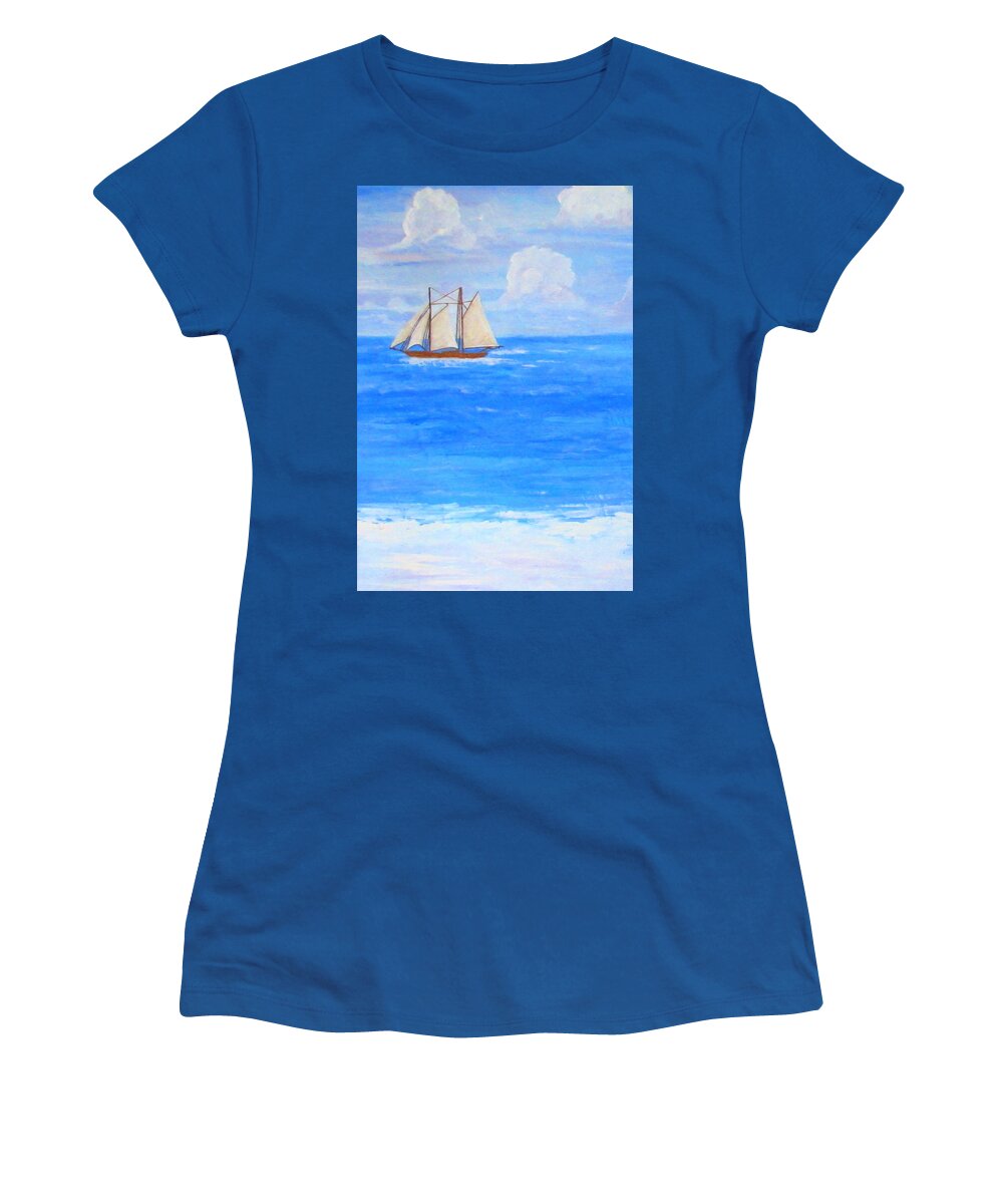 Art Women's T-Shirt featuring the painting At Sea by Ashley Goforth