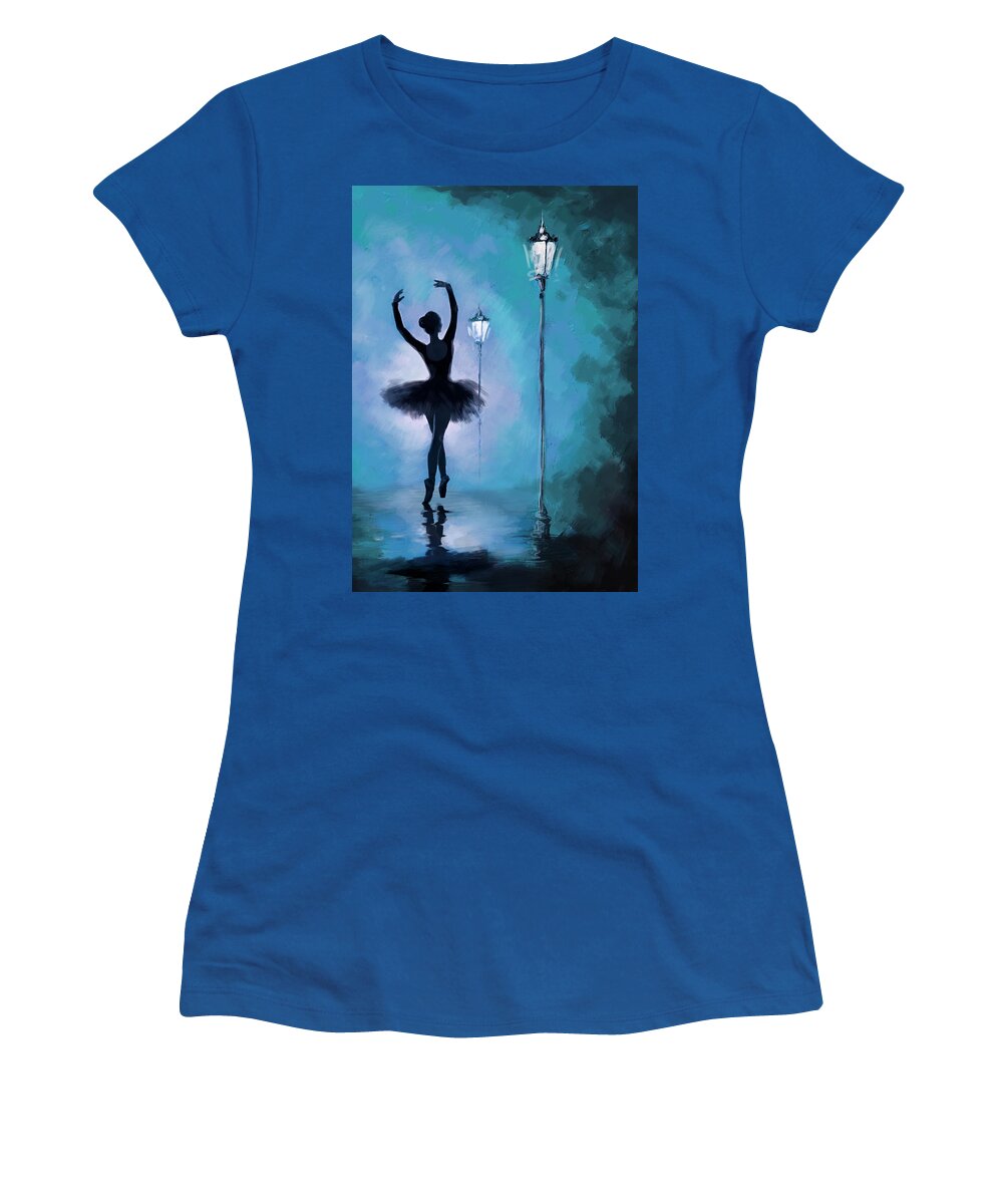 Ballet Dancer Women's T-Shirt featuring the painting Ballet in the Night by Corporate Art Task Force