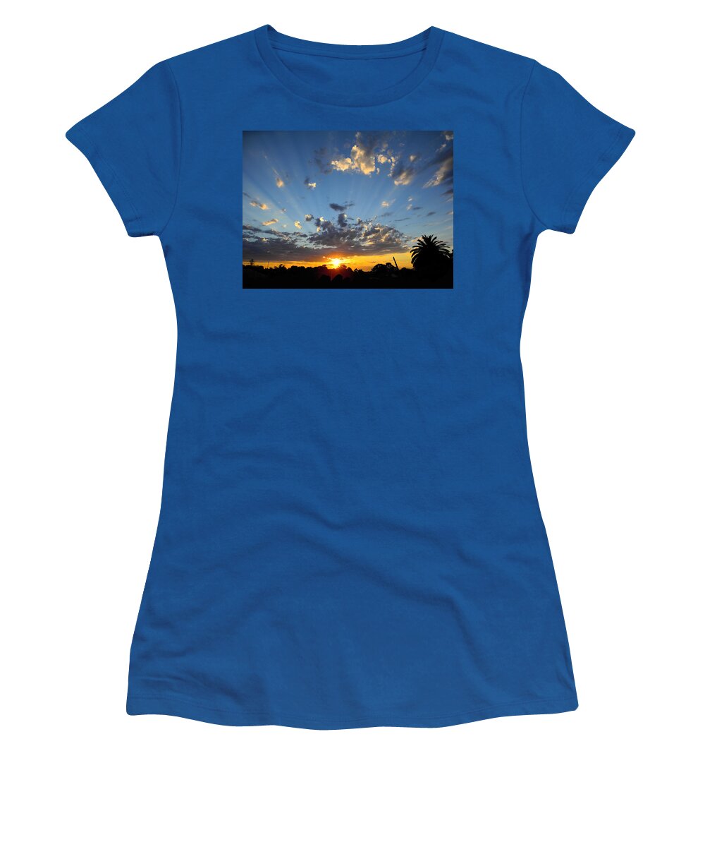 Sunset Women's T-Shirt featuring the photograph Bird On A Cactus by Mark Blauhoefer