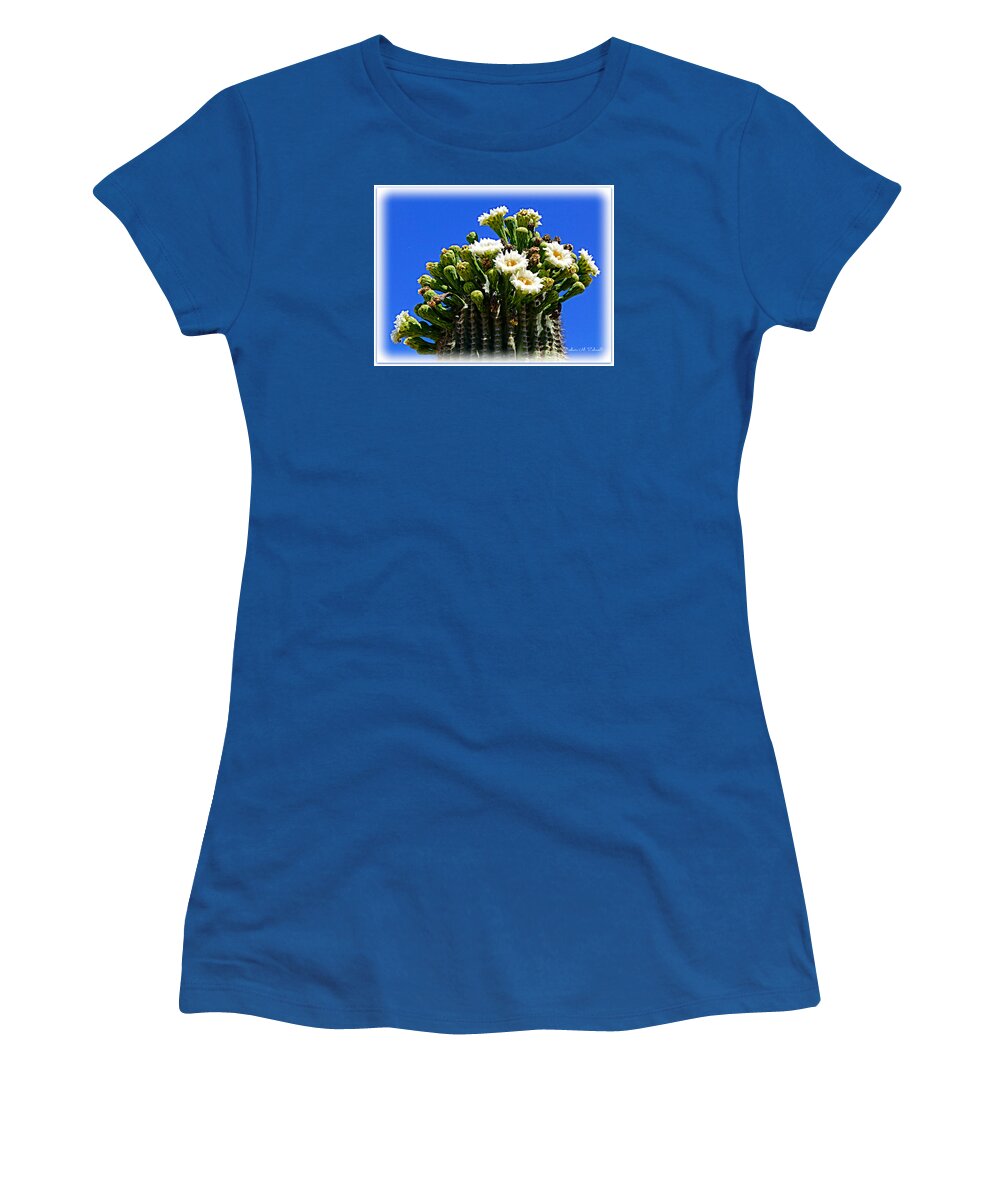 Arizona Women's T-Shirt featuring the photograph Blooming Saguaro by Barbara Zahno
