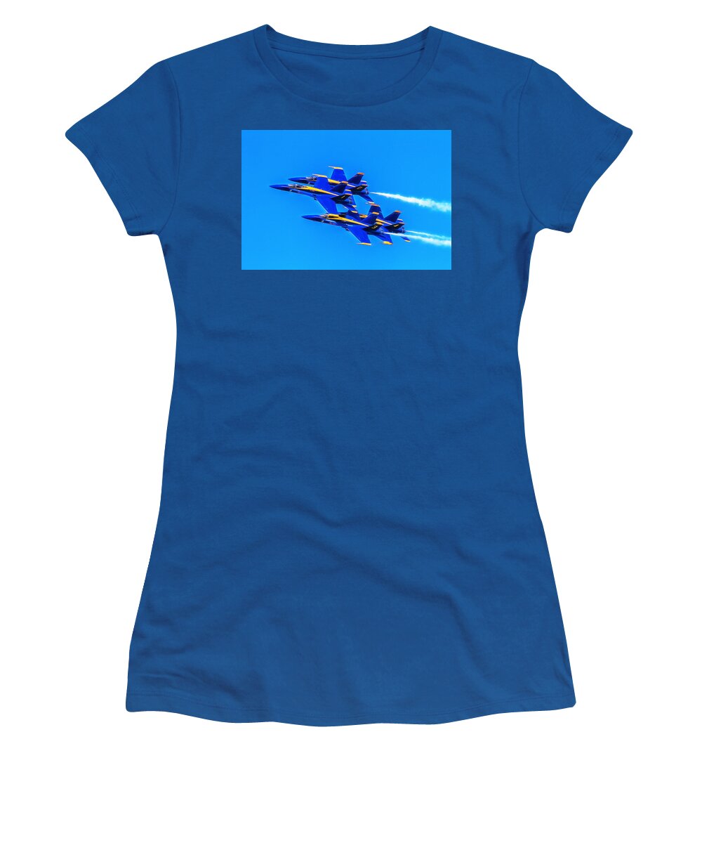Airshows Women's T-Shirt featuring the photograph Blue Angels Glow by Bill Gallagher