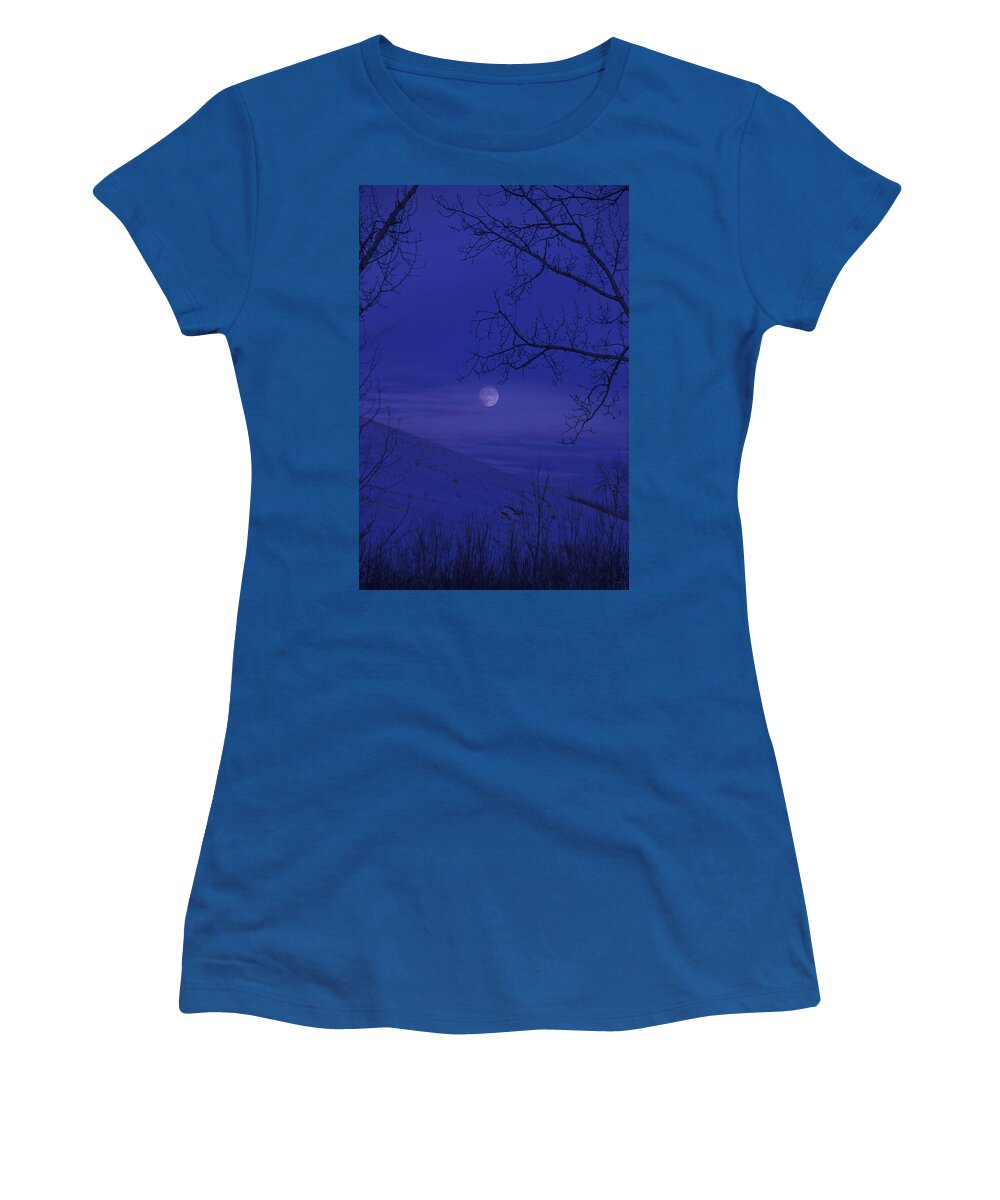 Andrea Lawrence Saskatchewan Artist Women's T-Shirt featuring the digital art Blue Evening by Andrea Lawrence