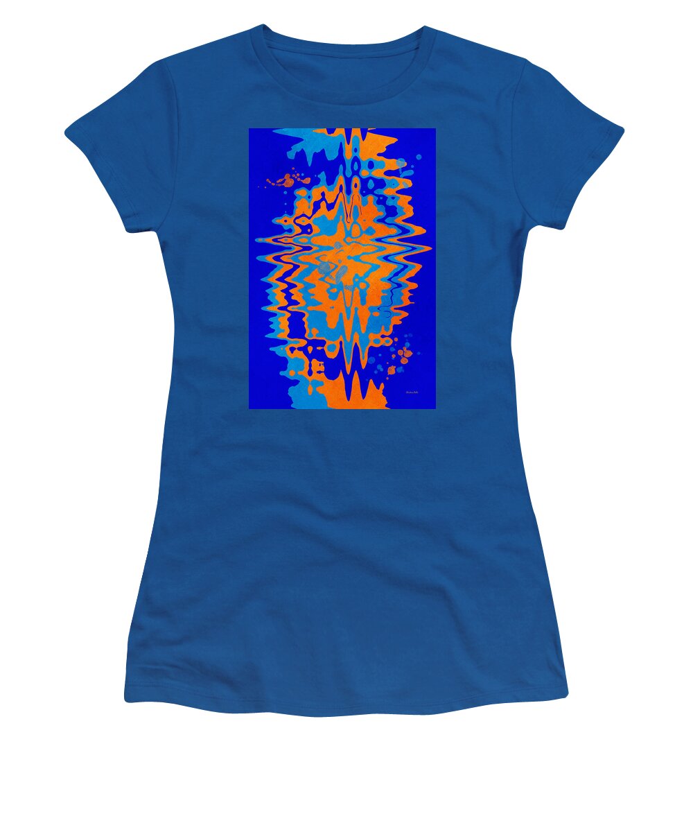 Blue Women's T-Shirt featuring the mixed media Blue Orange Abstract by Christina Rollo