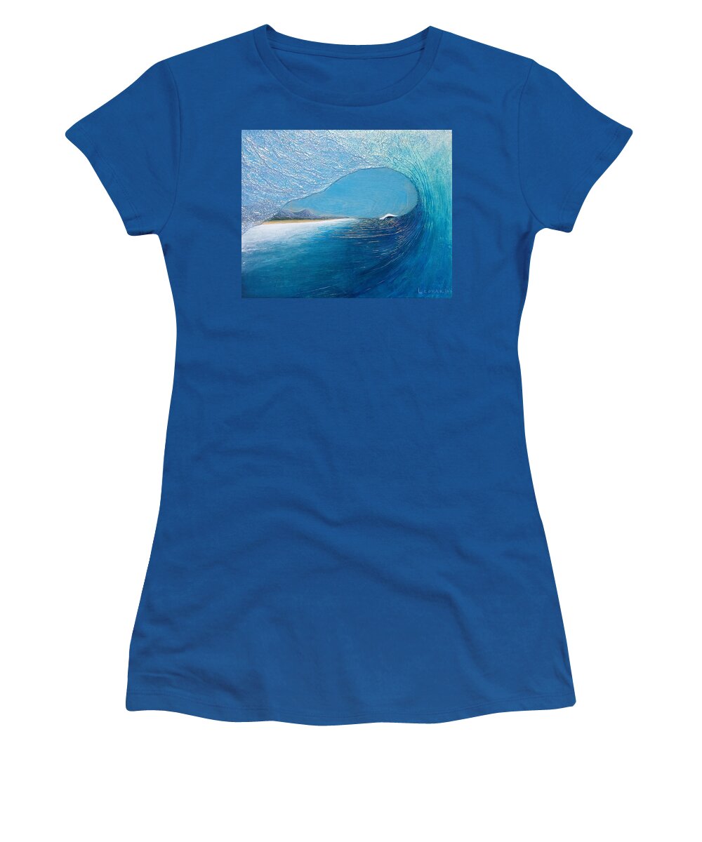 Seascape. Wave Women's T-Shirt featuring the painting Blue Room by Nathan Ledyard