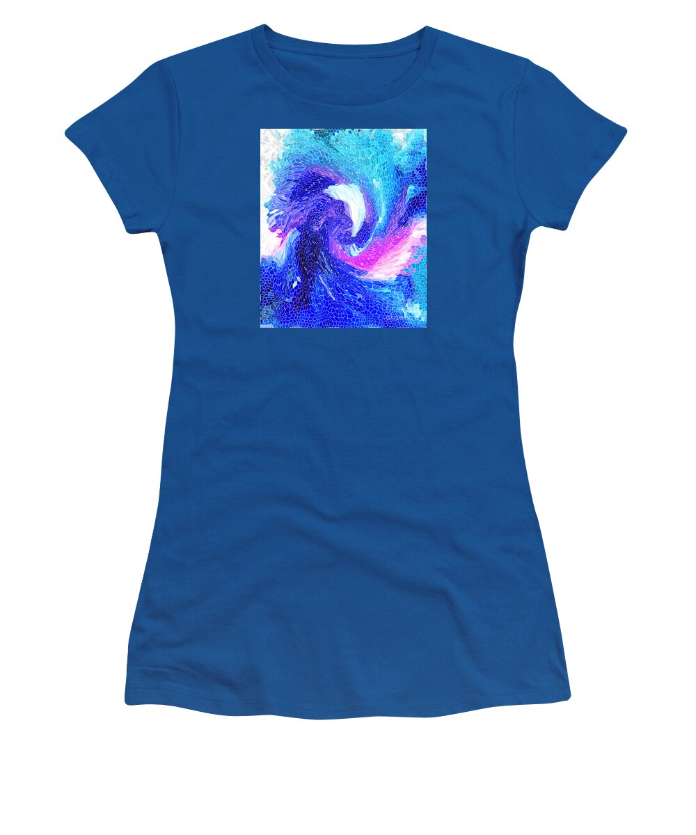 Abstract Digital Art Women's T-Shirt featuring the digital art Blue Vortex by Mariarosa Rockefeller