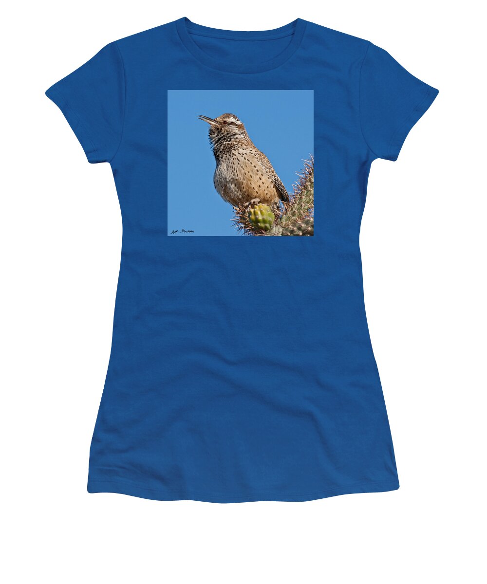 Animal Women's T-Shirt featuring the photograph Cactus Wren Singing by Jeff Goulden