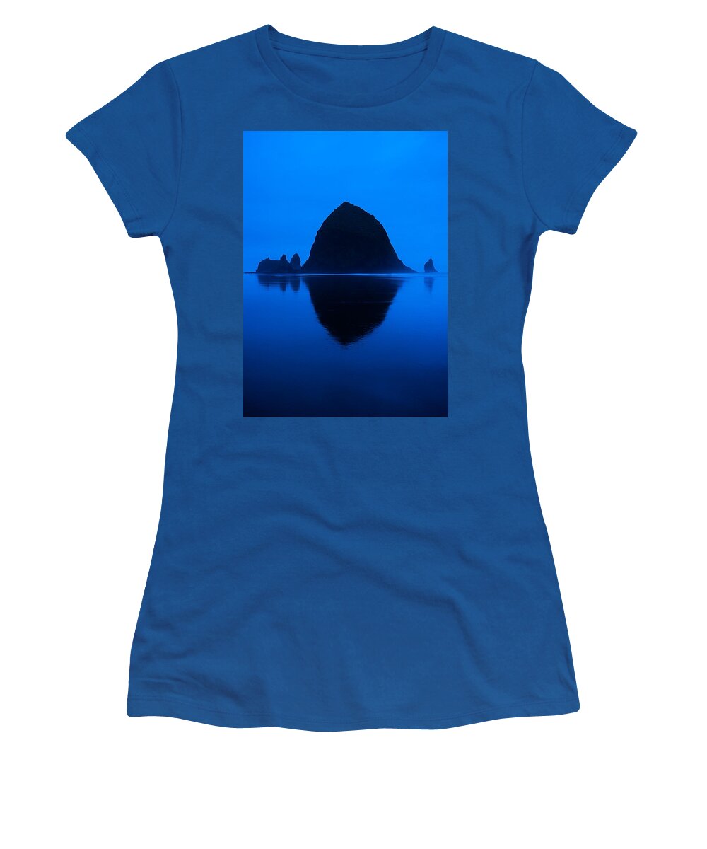 Cannon Beach Women's T-Shirt featuring the photograph Cannon Beach Blue by Mark Rogers