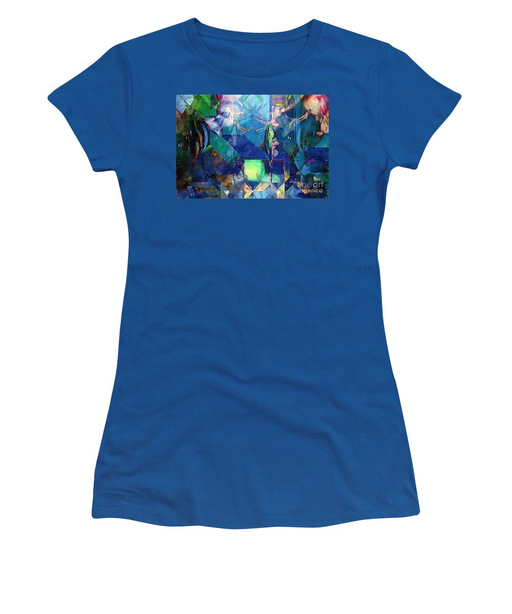 Abstract Women's T-Shirt featuring the painting Celestial Sea by RC DeWinter