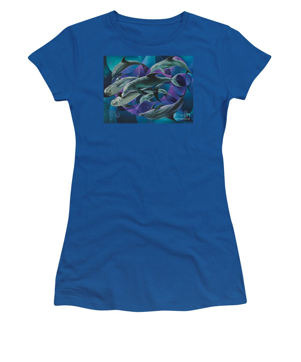Dolphins Women's T-Shirt featuring the painting Corazon del Mar by Ricardo Chavez-Mendez