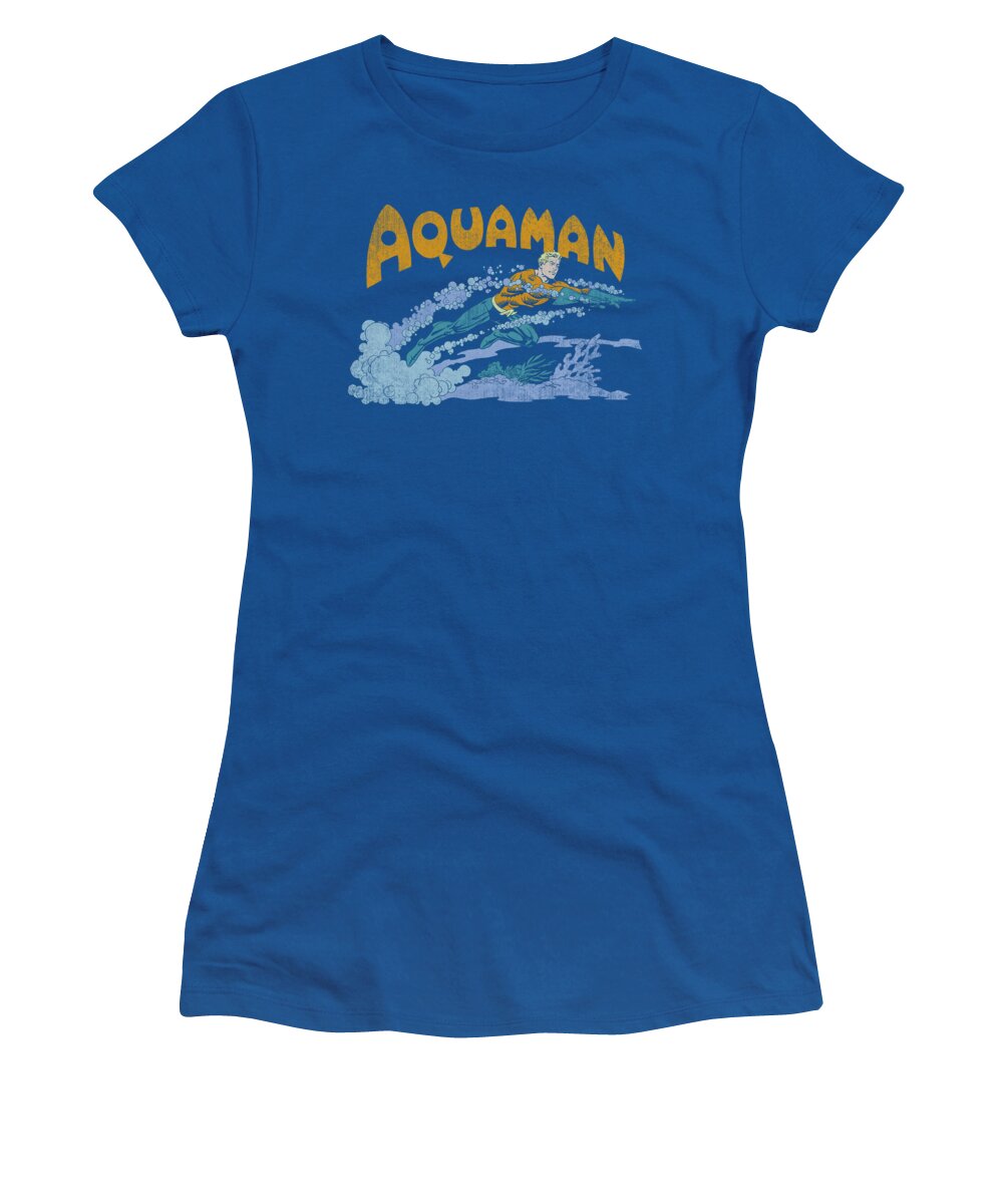 Dc Comics Women's T-Shirt featuring the digital art Dc - Aqua Swim by Brand A