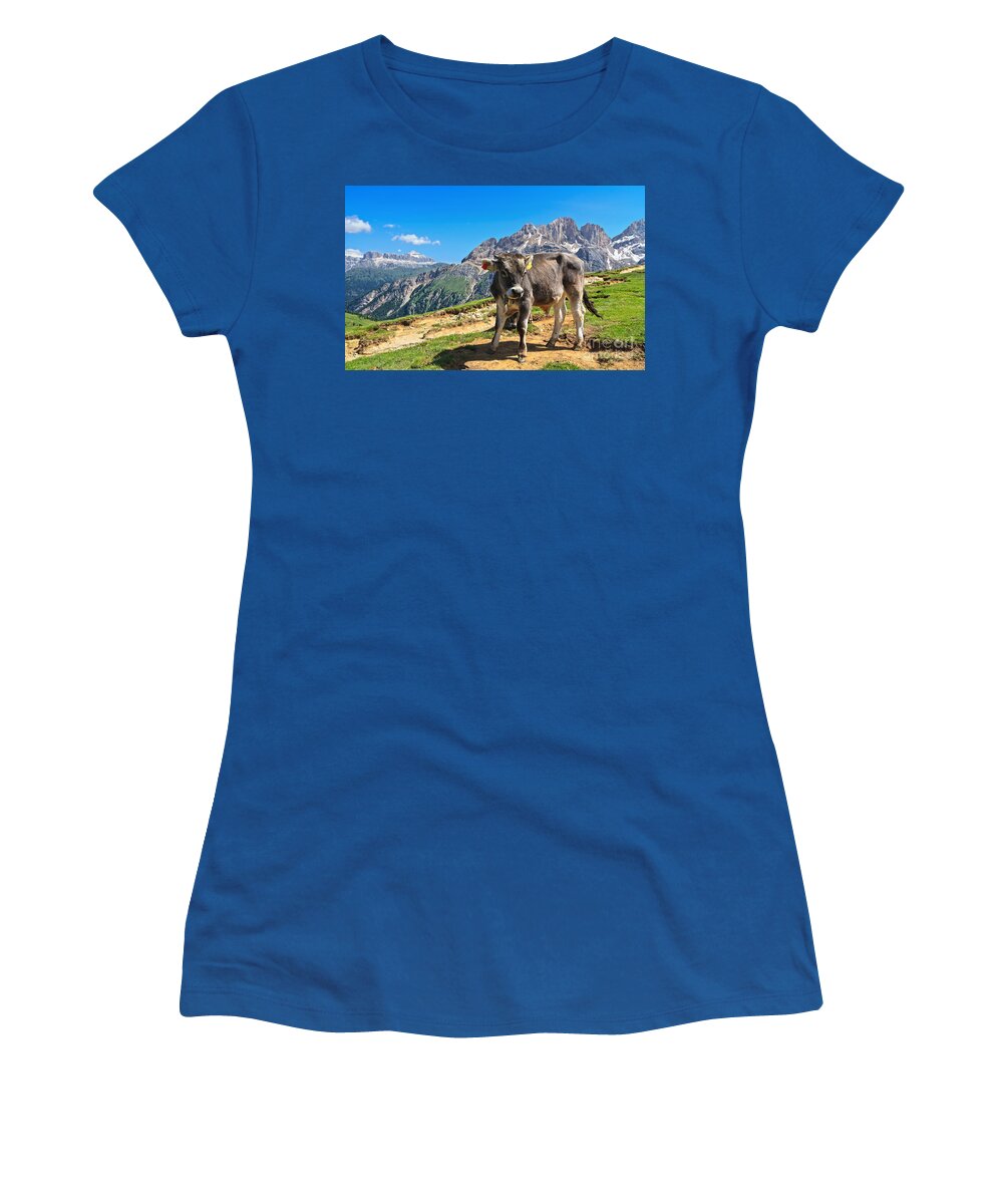 Agriculture Women's T-Shirt featuring the photograph Dolomiti - alpine pasture by Antonio Scarpi
