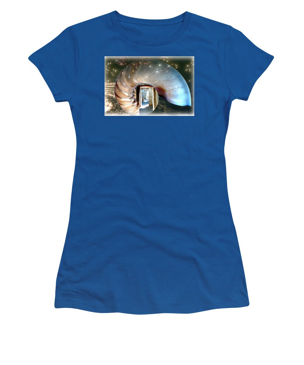 Nautilus Women's T-Shirt featuring the digital art Doors to the Multiverse by Lisa Yount