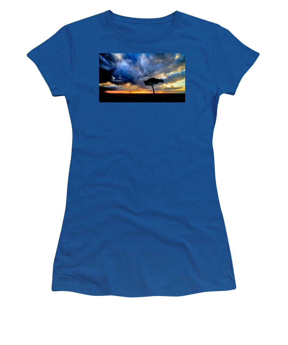 Africa Women's T-Shirt featuring the photograph dynamic Mara sky by Mike Gaudaur
