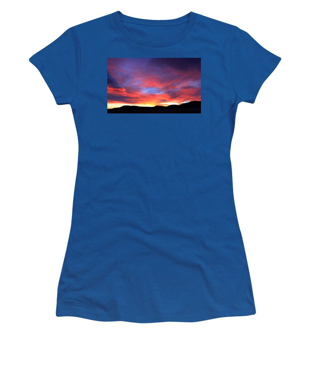 Sunrise Women's T-Shirt featuring the photograph Fire In The Sky by Donald J Gray