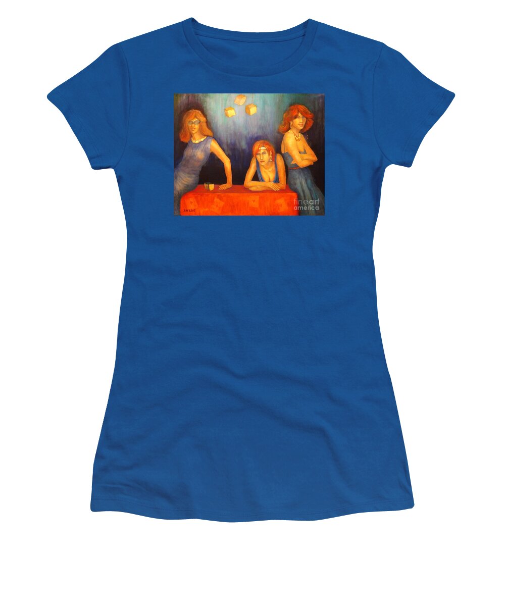 Lady Painting Women's T-Shirt featuring the painting Game Table by Dagmar Helbig