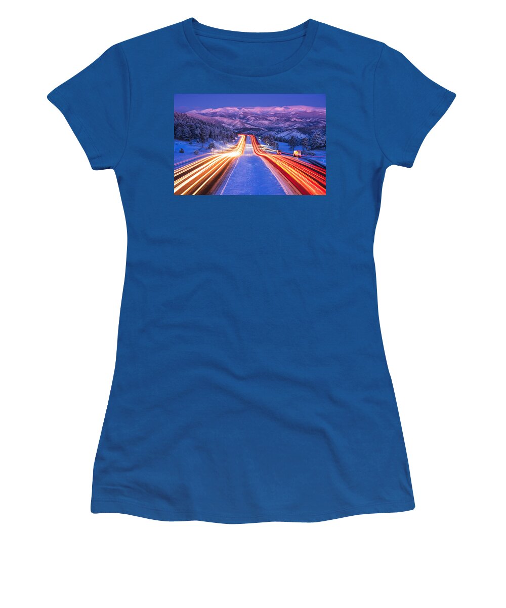 Snow Women's T-Shirt featuring the photograph Gateway to the Rockies by Darren White
