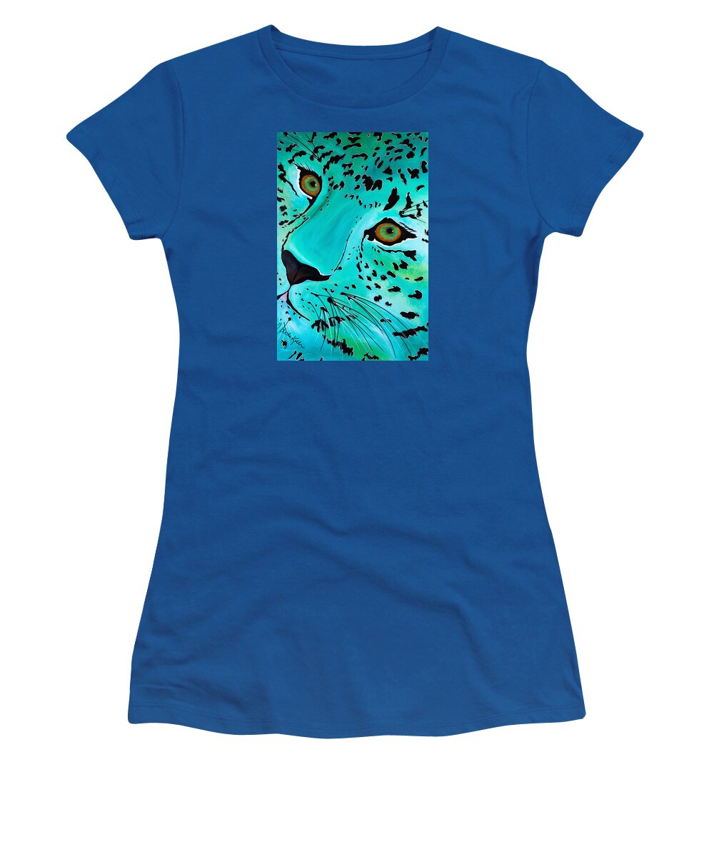 Leopard Women's T-Shirt featuring the painting Happy Cat by Dede Koll