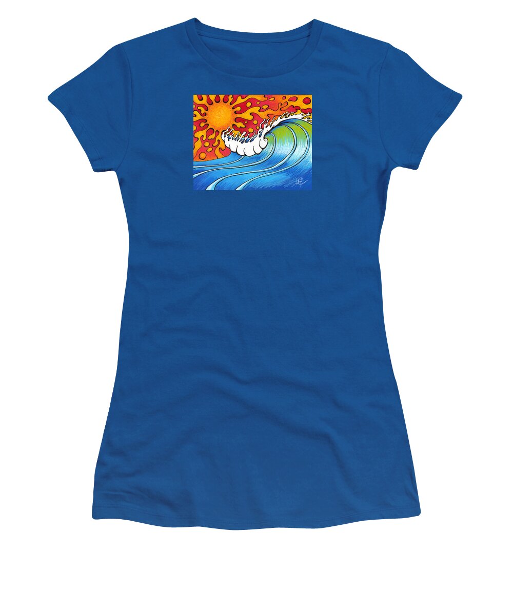 Surf Women's T-Shirt featuring the painting Heat Wave by Adam Johnson