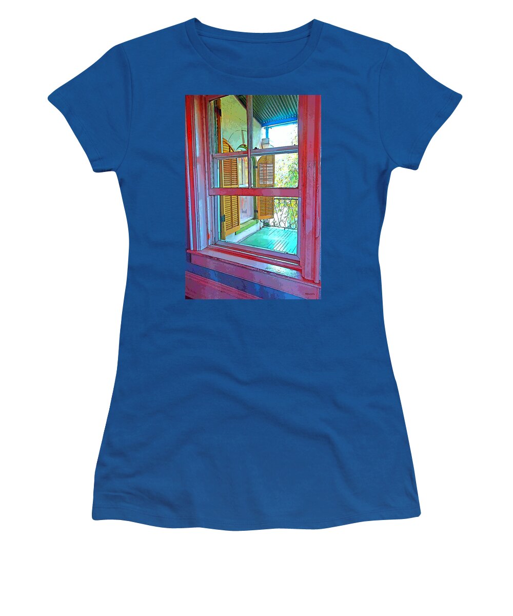 Window View Women's T-Shirt featuring the photograph Hemingway Window Key West by Rebecca Korpita