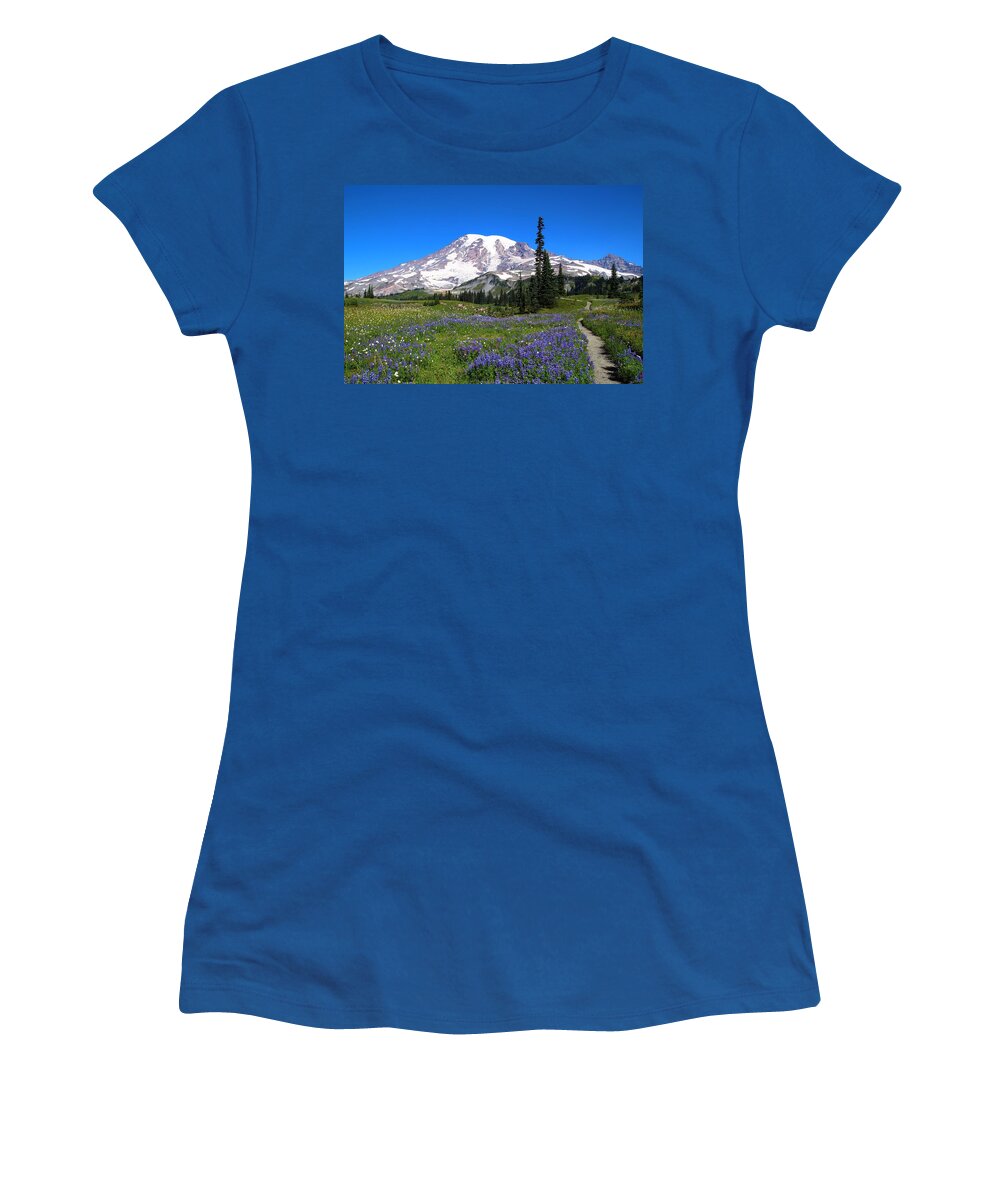 Wildflowers Women's T-Shirt featuring the photograph Hiking on Mazama Ridge by Lynn Hopwood
