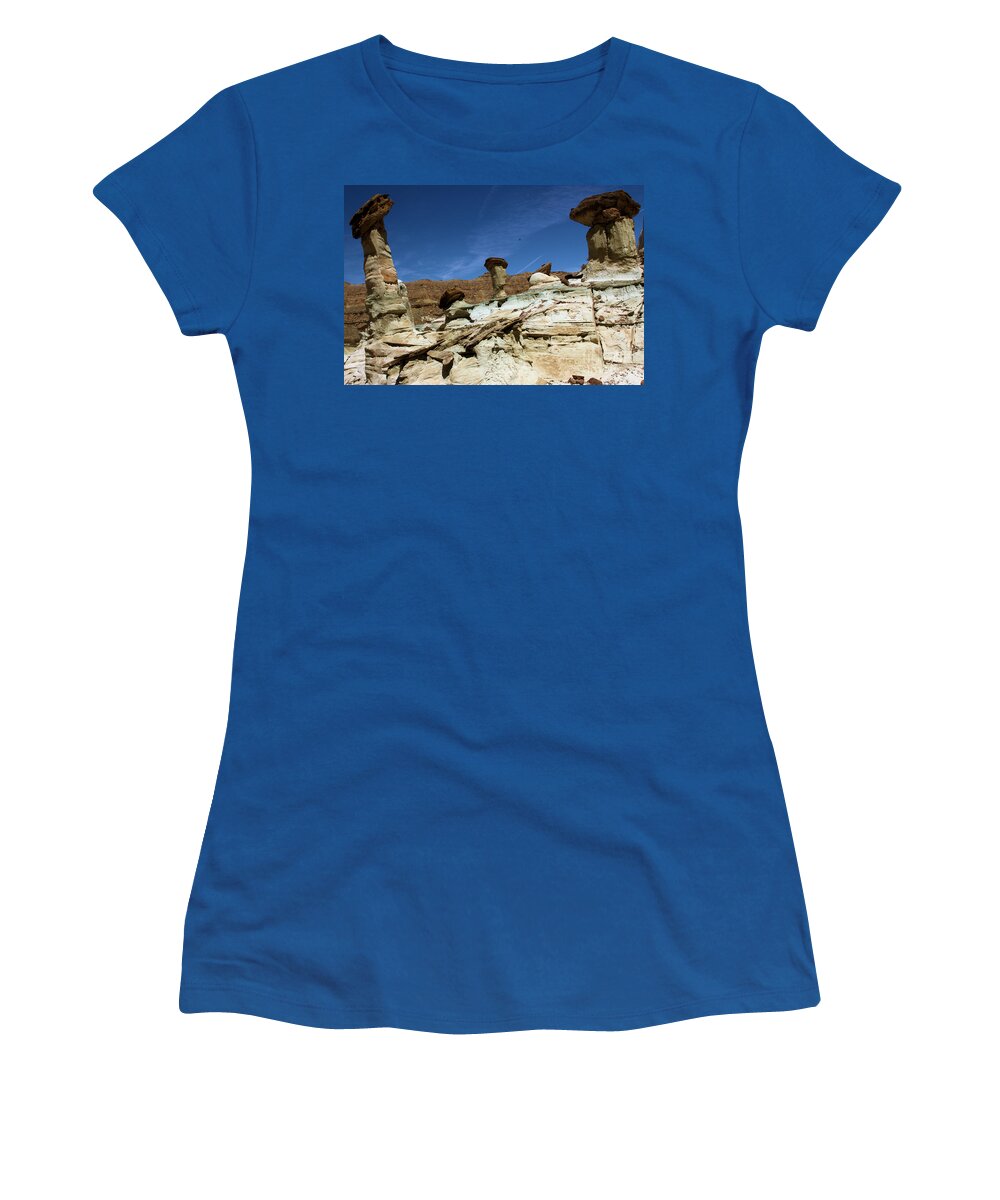 Wahweap Hoodoos Women's T-Shirt featuring the photograph Hoodoo Trio by Adam Jewell