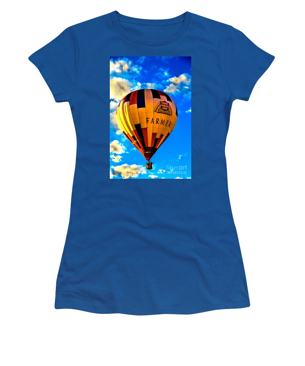 Arizonia Women's T-Shirt featuring the photograph Hot Air Ballon Farmer's Insurance by Robert Bales