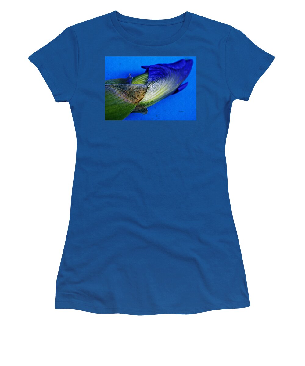 Nature Women's T-Shirt featuring the photograph Iris on Blue by Chris Berry