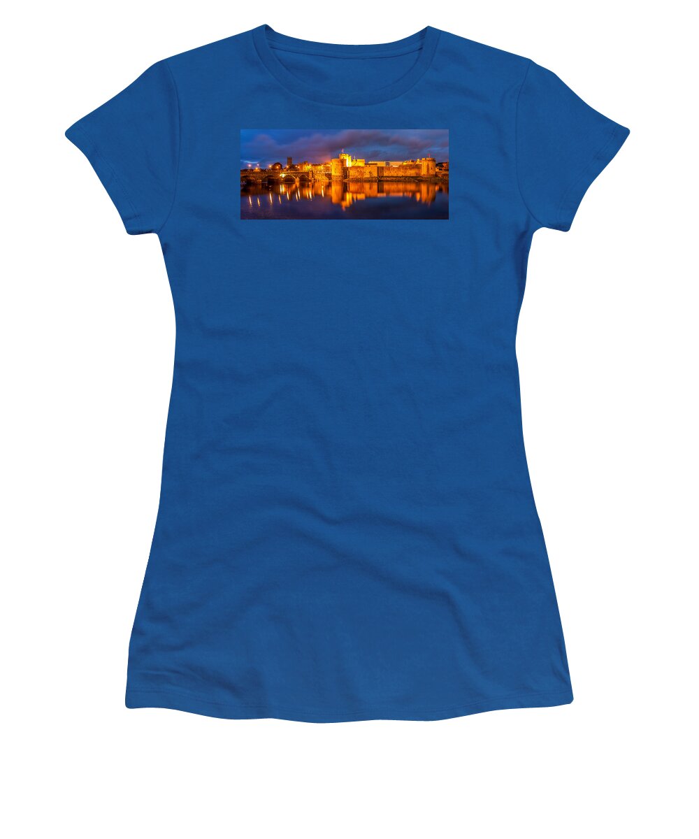 Ireland Women's T-Shirt featuring the photograph King John's castle on the River Shannon by Pierre Leclerc Photography