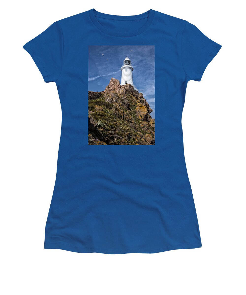 La Corbiere Women's T-Shirt featuring the photograph La Corbiere Lighthouse by Nigel R Bell