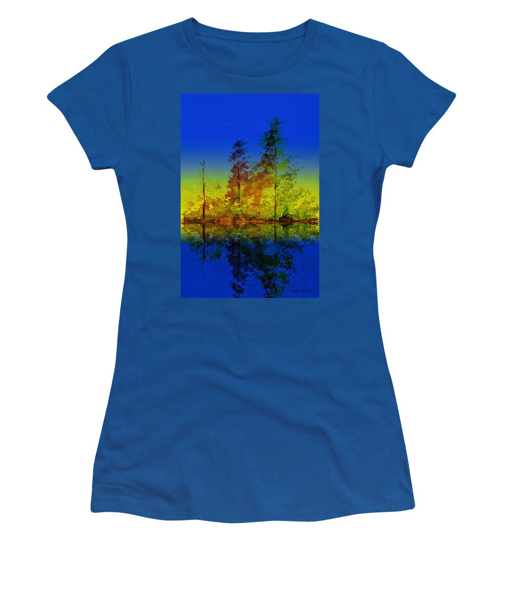 Autumn Women's T-Shirt featuring the digital art Lace Like Leaves by Jo-Anne Gazo-McKim