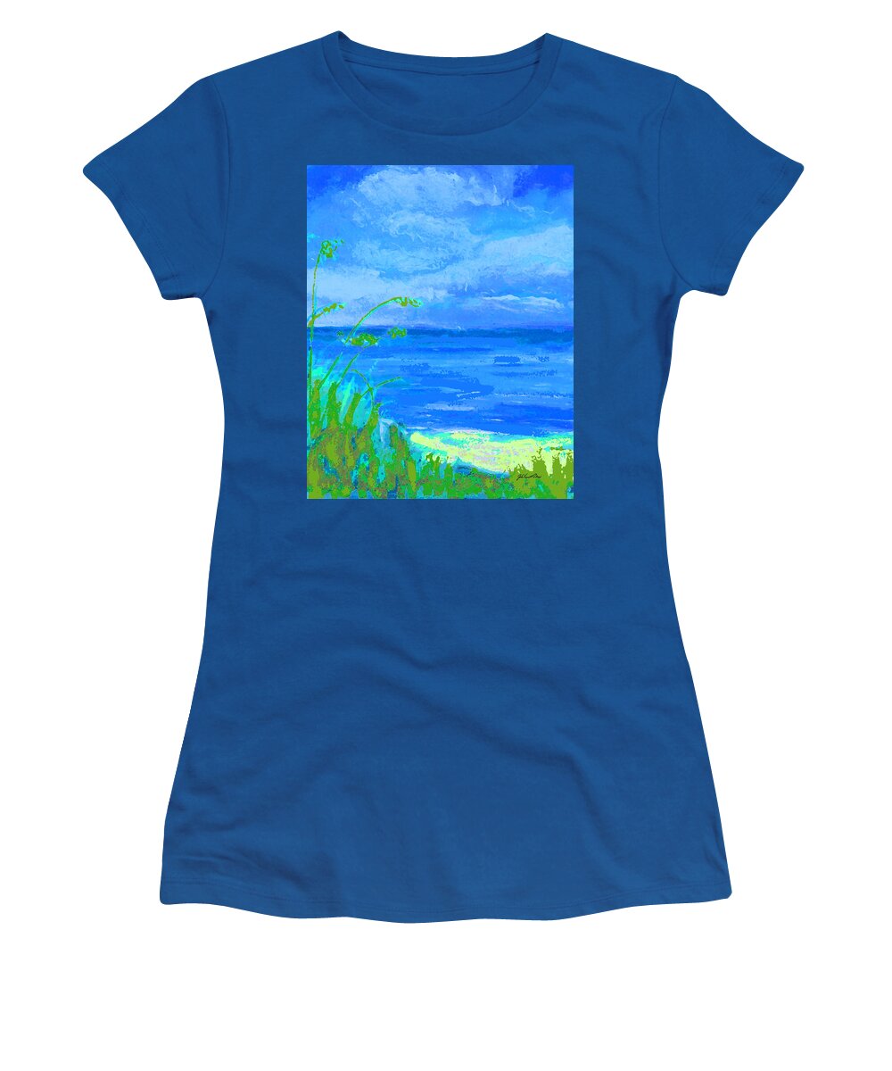 Palozzi Women's T-Shirt featuring the digital art Looking Down to Beach by John Vincent Palozzi