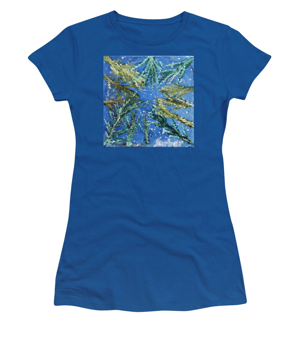 Trees Women's T-Shirt featuring the painting Looking up Through the Trees by Suzanne Surber