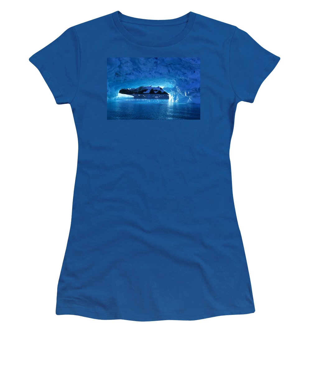 Iceberg Women's T-Shirt featuring the photograph Melting Ice Cave Antarctica by Cliff Wassmann